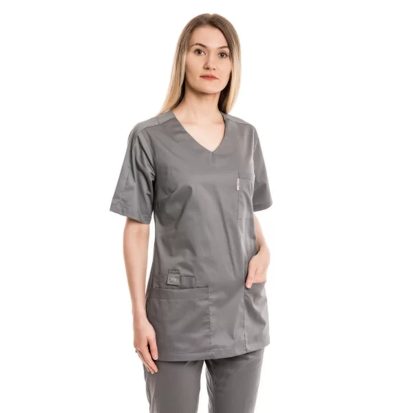 Moteriška pilka medicininė pižama – tampri su elastanu (komplektas) WSS21GR