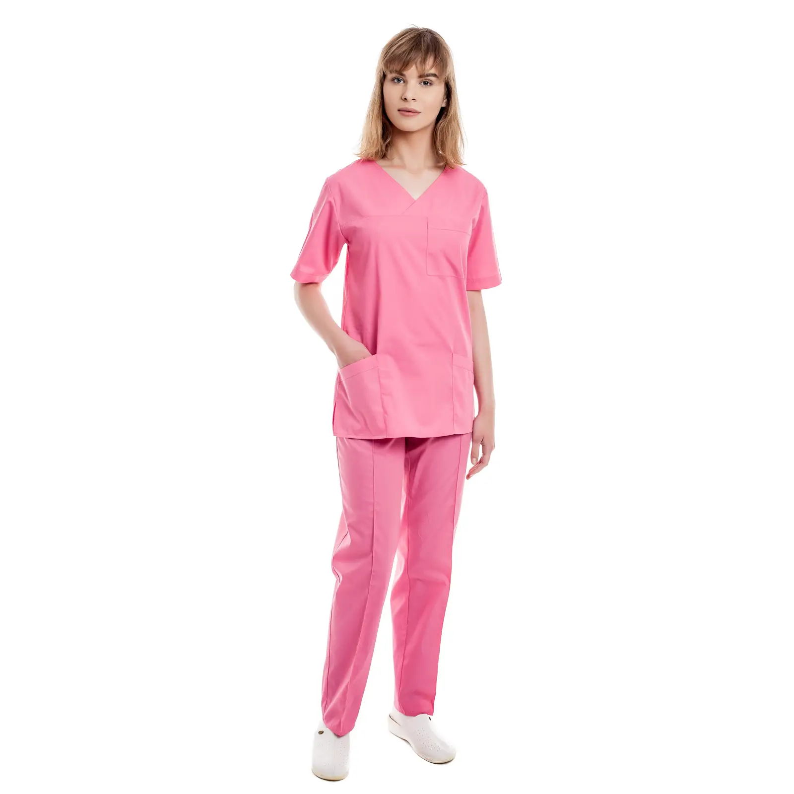 Moteriška rožinė medicininė pižama (komplektas) WSS01PI kelnės ir palaidinė