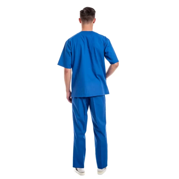 Vyriška mėlyna medicininė pižama (komplektas) MSS01RB iš nugaros