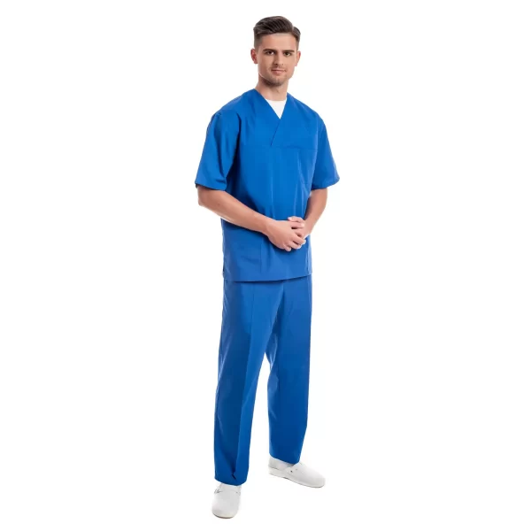 Vyriška mėlyna medicininė pižama (komplektas) MSS01RB palaidinė ir kelnės