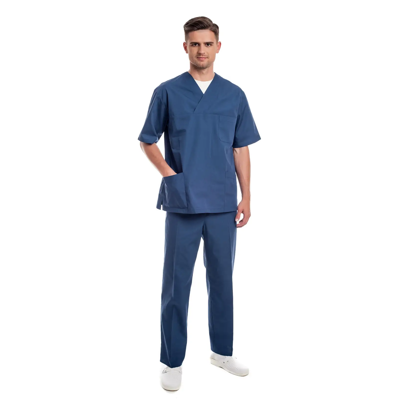 Vyriška tamsiai mėlyna medicininė pižama (komplektas) MSS01NB palaidinė ir kelnės