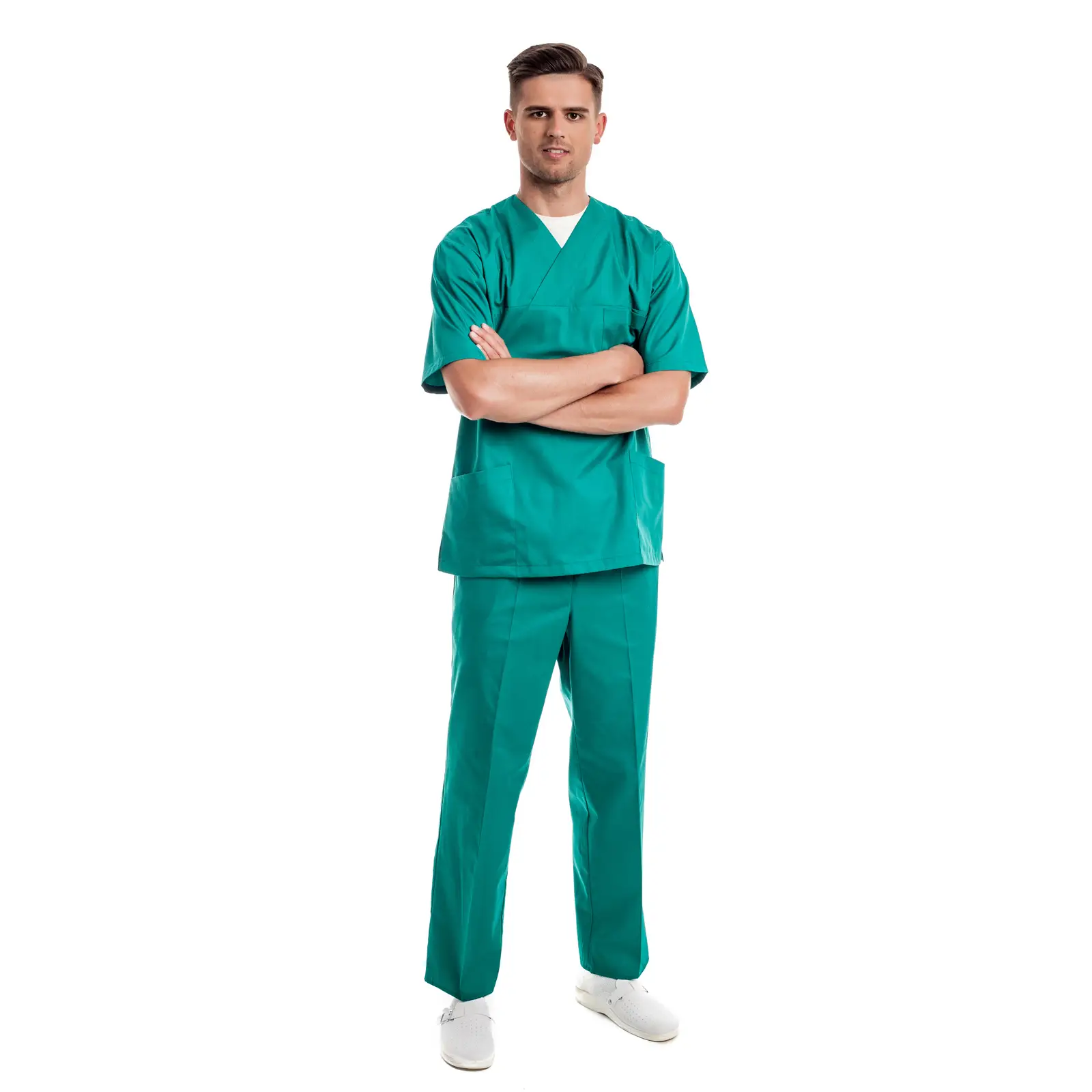 Vyriška žalia medicininė pižama (komplektas) MSS01GR palaidinė ir kelnės