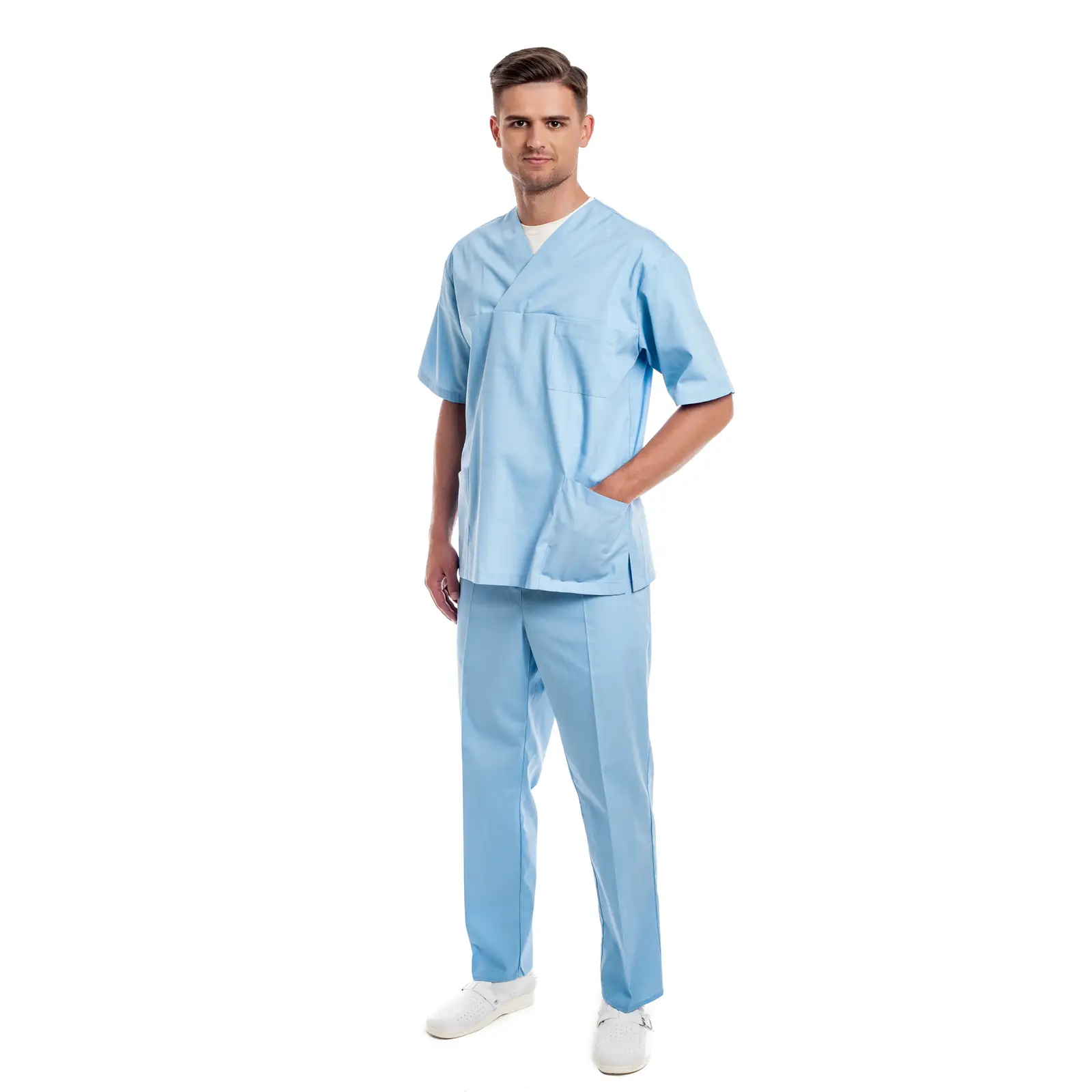 Vyriška žydra medicininė pižama (komplektas) MSS01LB palaidinė ir kelnės