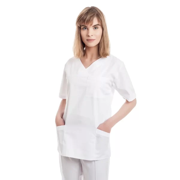 Moteriška balta medicininė pižama (komplektas) WSS01WH